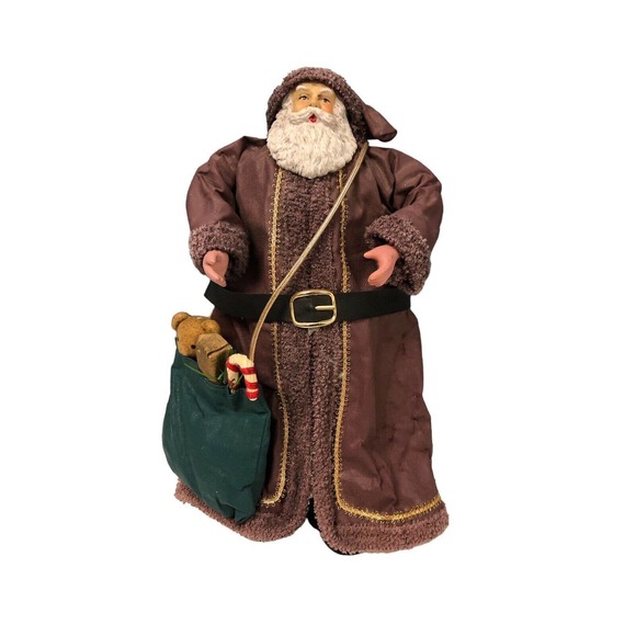 Vtg Paper Mache Robed Taiwan‎ Rustic Old World Santa 10” Christmas decoration - Picture 2 of 6